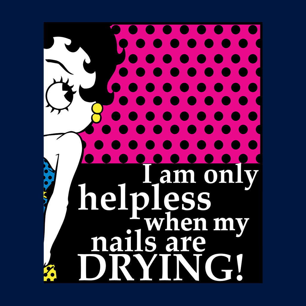 Betty Boop I Am Only Helpless When My Nails Are Drying Kids Hooded Sweatshirt