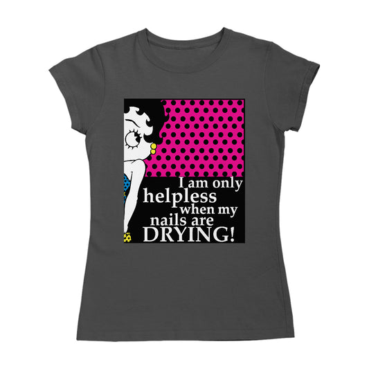 Betty Boop I Am Only Helpless When My Nails Are Drying Women's T-Shirt