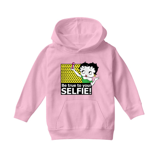 Betty Boop Be True To Your Selfie Kids Hooded Sweatshirt