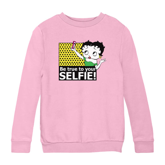 Betty Boop Be True To Your Selfie Kids Sweatshirt