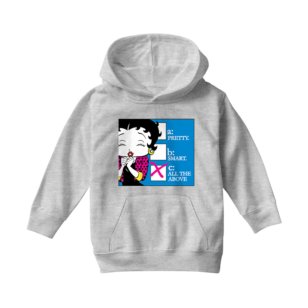 Betty Boop Pretty Smart All The Above Kids Hooded Sweatshirt