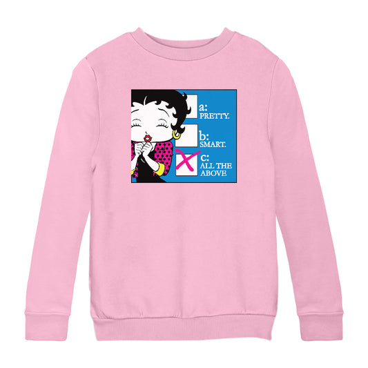 Betty Boop Pretty Smart All The Above Kids Sweatshirt