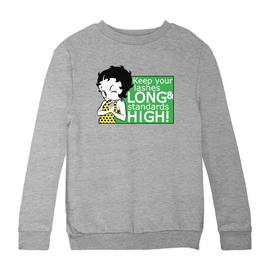Betty Boop Keep Your Lashes Long & Standards High! Kids Sweatshirt
