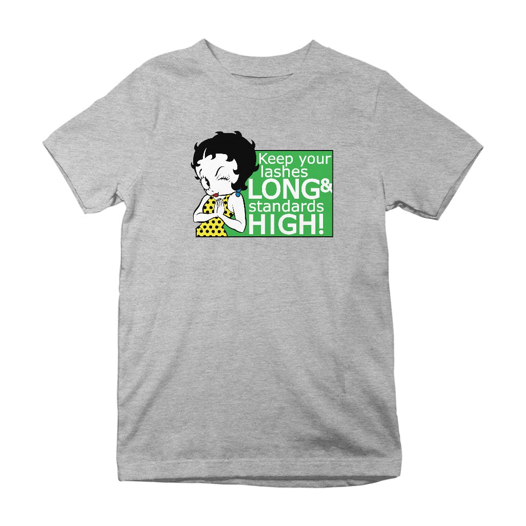 Betty Boop Keep Your Lashes Long & Standards High! Kids T-Shirt