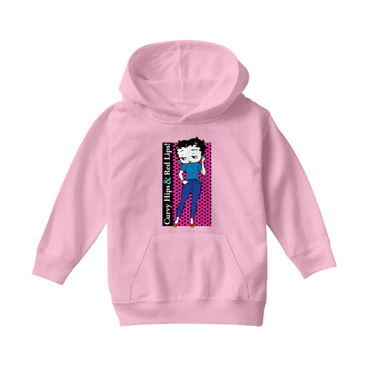 Betty Boop Curvy Hips & Red Lips! Kids Hooded Sweatshirt