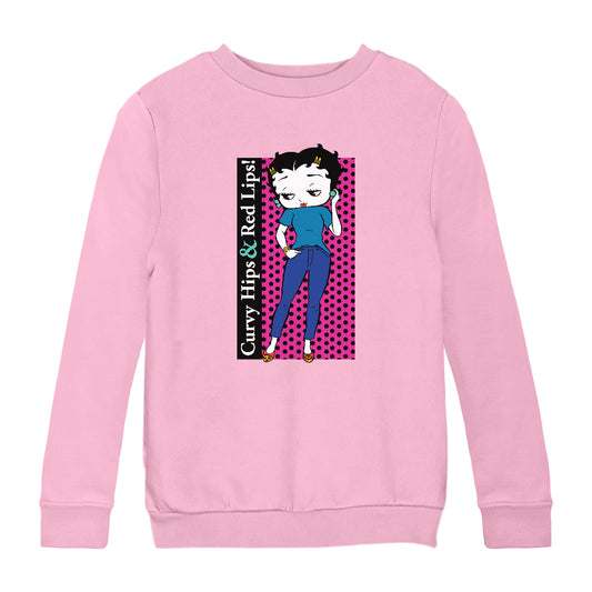 Betty Boop Curvy Hips & Red Lips! Kids Sweatshirt