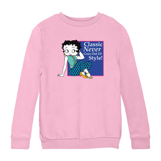 Betty Boop Classic Never Goes Out Of Style! Kids Sweatshirt