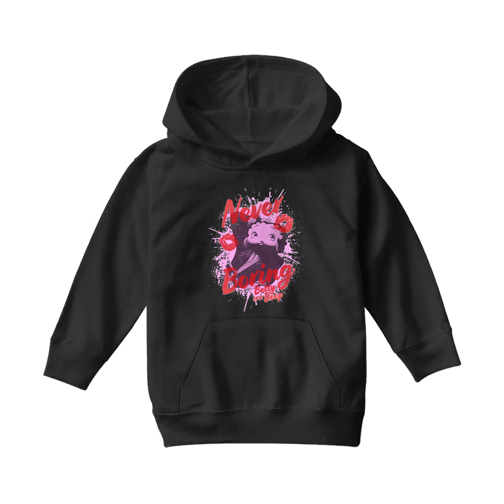 Betty Boop Pin-Up Never Boring XOXO Kids Hooded Sweatshirt