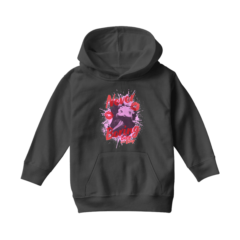 Betty Boop Pin-Up Never Boring XOXO Kids Hooded Sweatshirt