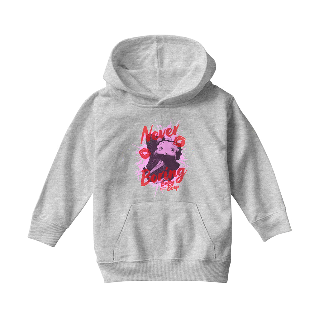 Betty Boop Pin-Up Never Boring XOXO Kids Hooded Sweatshirt