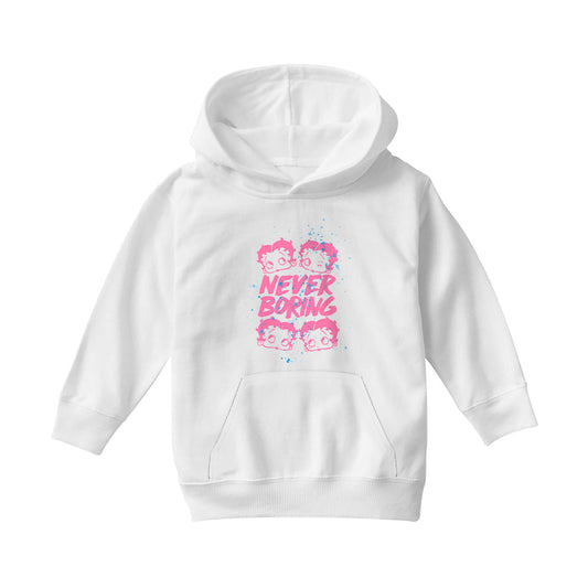 Betty Boop Pink Never Boring Kids Hooded Sweatshirt