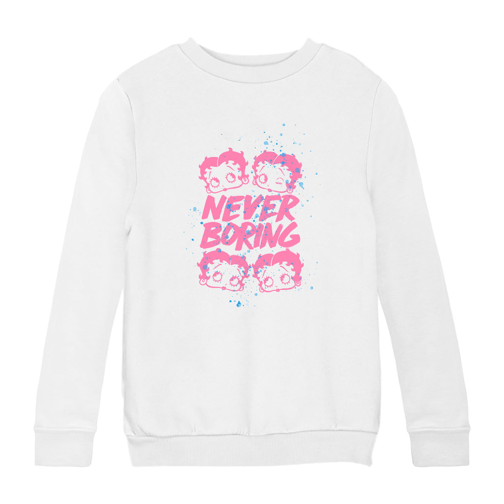 Betty Boop Pink Never Boring Kids Sweatshirt