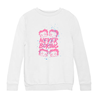 Betty Boop Pink Never Boring Kids Sweatshirt