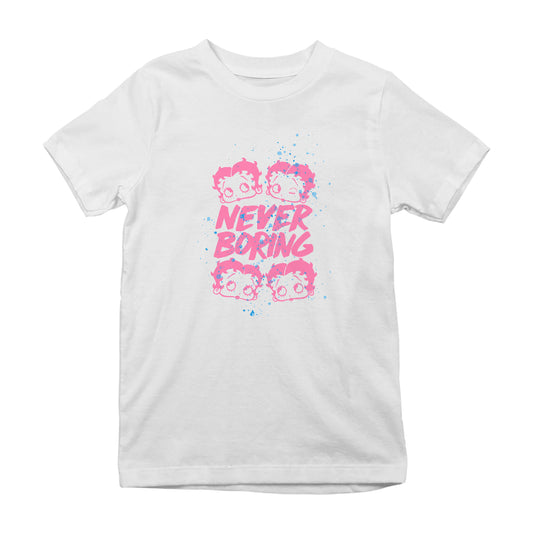 Betty Boop Pink Never Boring Kids T-Shirt