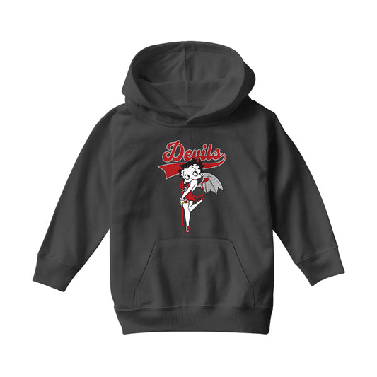 Betty Boop Devils College Sports Text Kids Hooded Sweatshirt