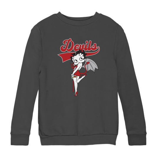 Betty Boop Devils College Sports Text Kids Sweatshirt