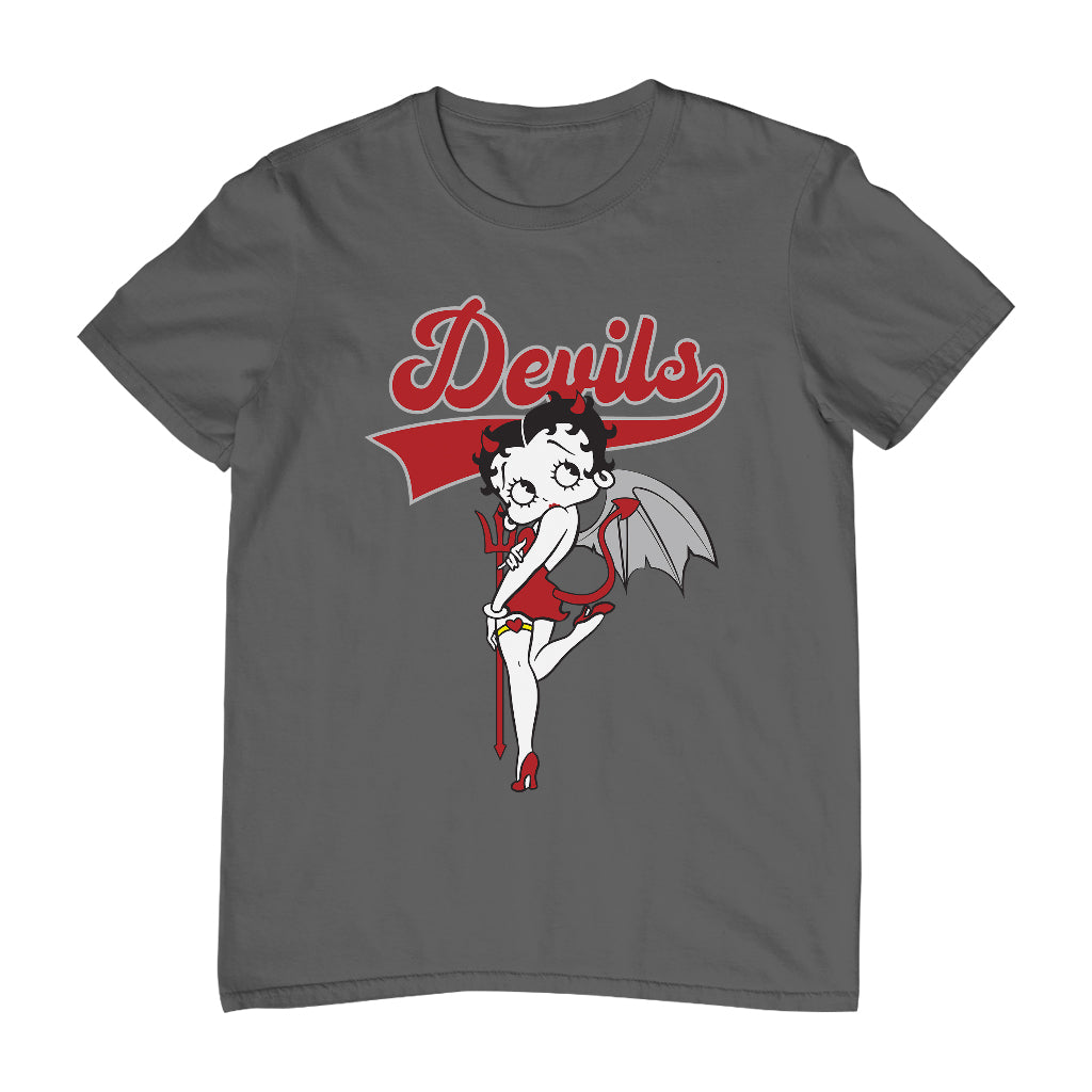 Betty Boop Devils College Sports Text Men's T-Shirt