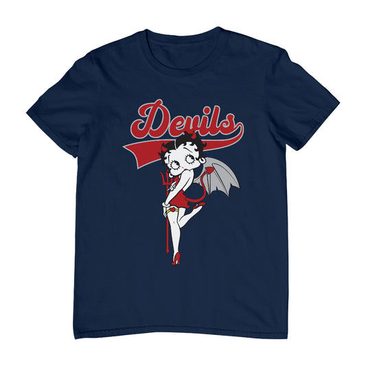 Betty Boop Devils College Sports Text Men's T-Shirt