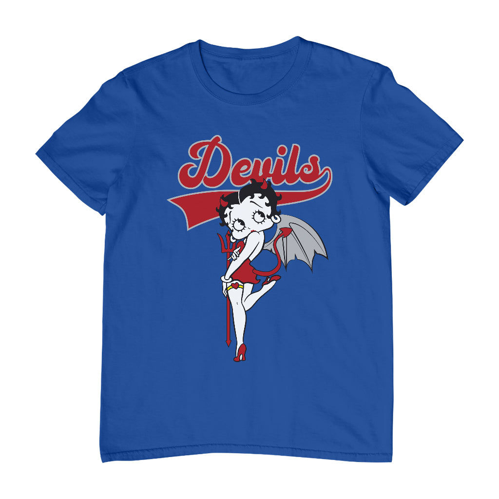 Betty Boop Devils College Sports Text Men's T-Shirt