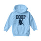 Betty Boop Leg Kick Silhouette College Sports Text Kids Hooded Sweatshirt