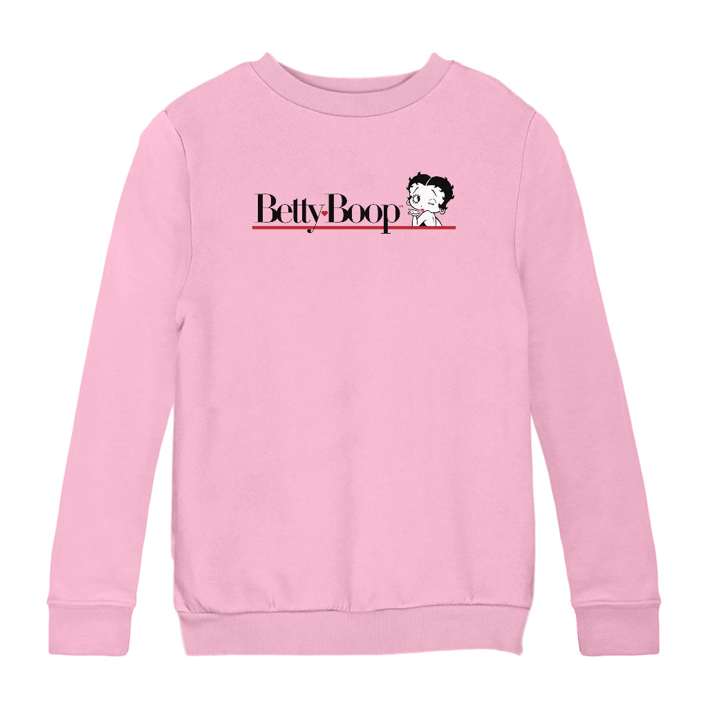 Betty Boop Heart Line Blowing Kiss Kids Sweatshirt