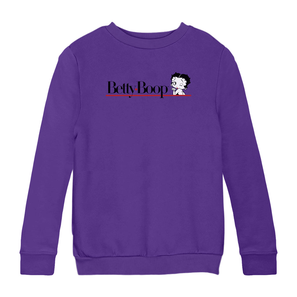 Betty Boop Heart Line Blowing Kiss Kids Sweatshirt