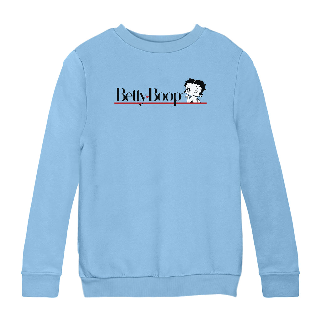 Betty Boop Heart Line Blowing Kiss Kids Sweatshirt