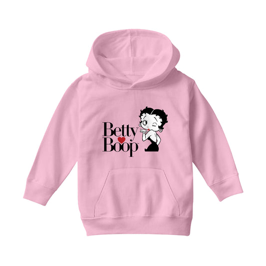 Betty Boop Blowing Kiss Heart Kids Hooded Sweatshirt