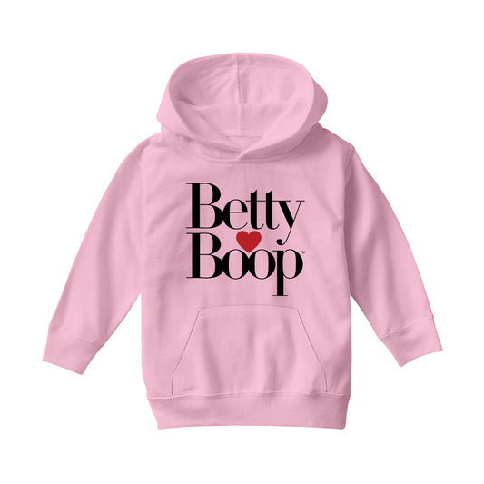 Betty Boop Classic Text Logo Heart Kids Hooded Sweatshirt