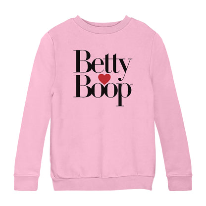 Betty Boop Classic Text Logo Heart Kids Sweatshirt