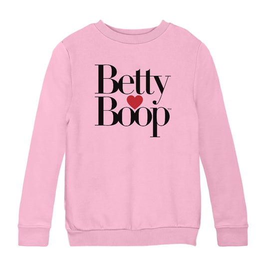 Betty Boop Classic Text Logo Heart Kids Sweatshirt