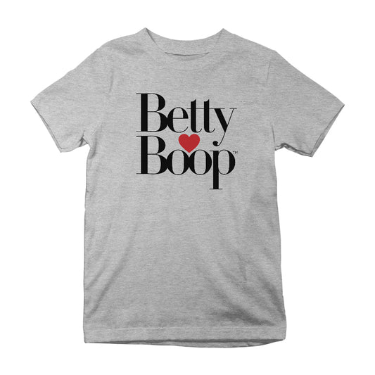 Betty Boop Classic Text Logo Heart Kids T-Shirt