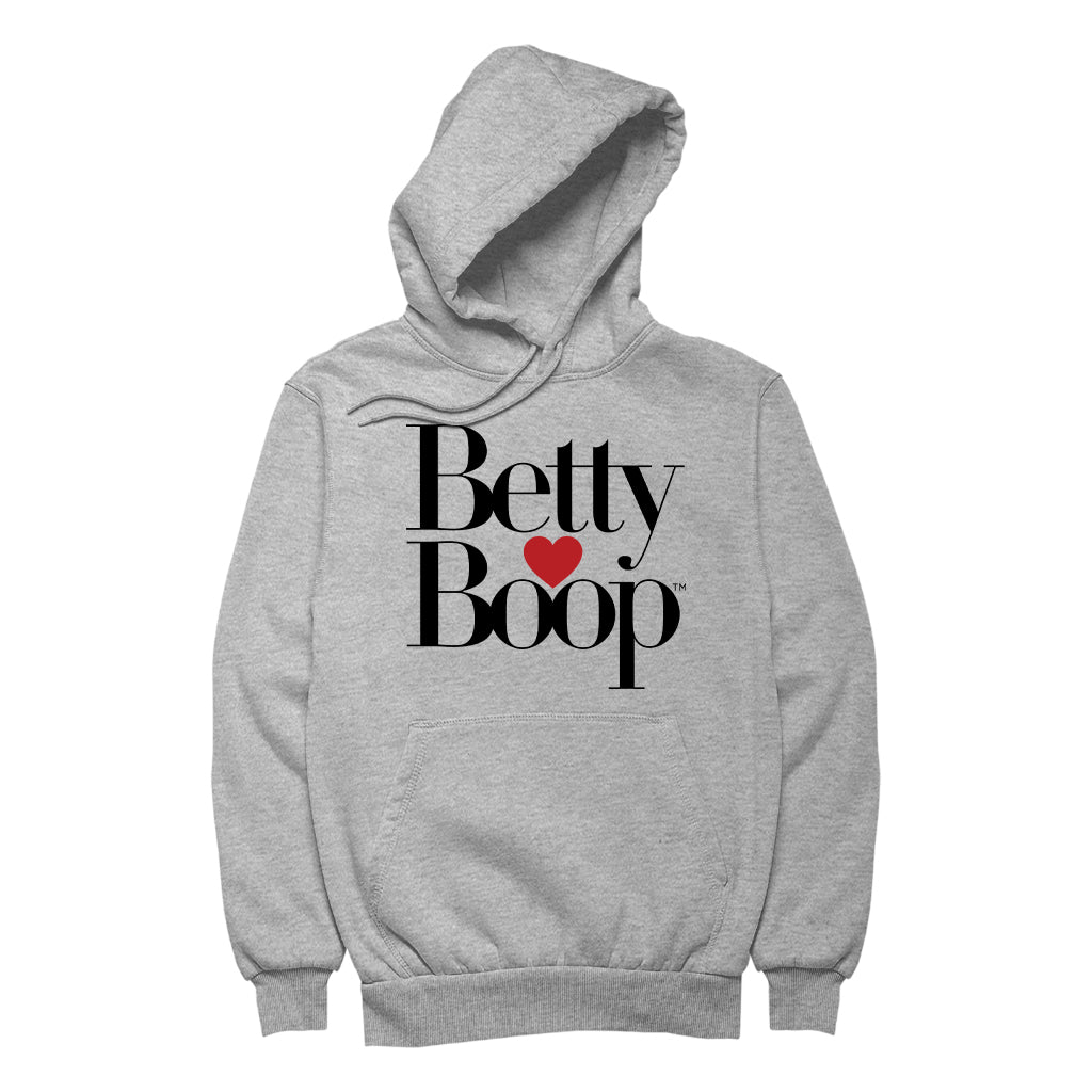 Betty Boop Classic Text Logo Heart Men's Hooded Sweatshirt