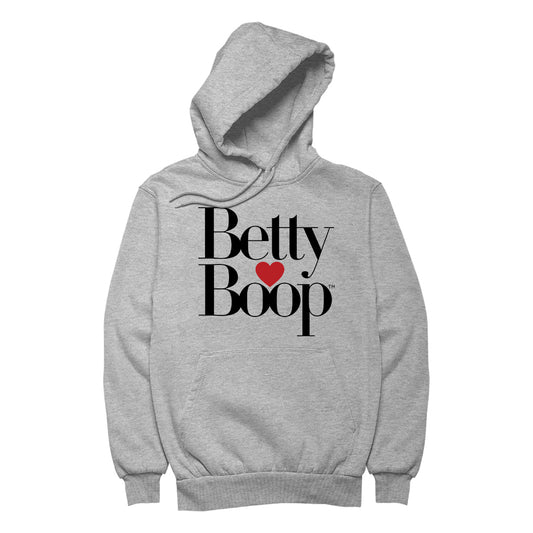 Betty Boop Classic Text Logo Heart Men's Hooded Sweatshirt