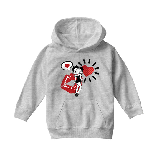 Betty Boop Heart Kiss Icons Kids Hooded Sweatshirt