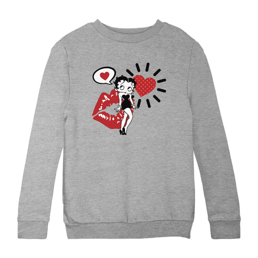 Betty Boop Heart Kiss Icons Kids Sweatshirt