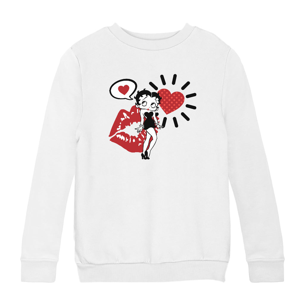 Betty Boop Heart Kiss Icons Kids Sweatshirt