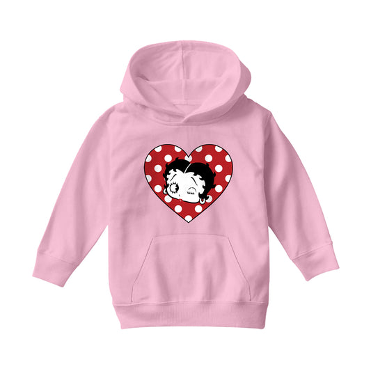 Betty Boop Polka Dot Heart Kids Hooded Sweatshirt