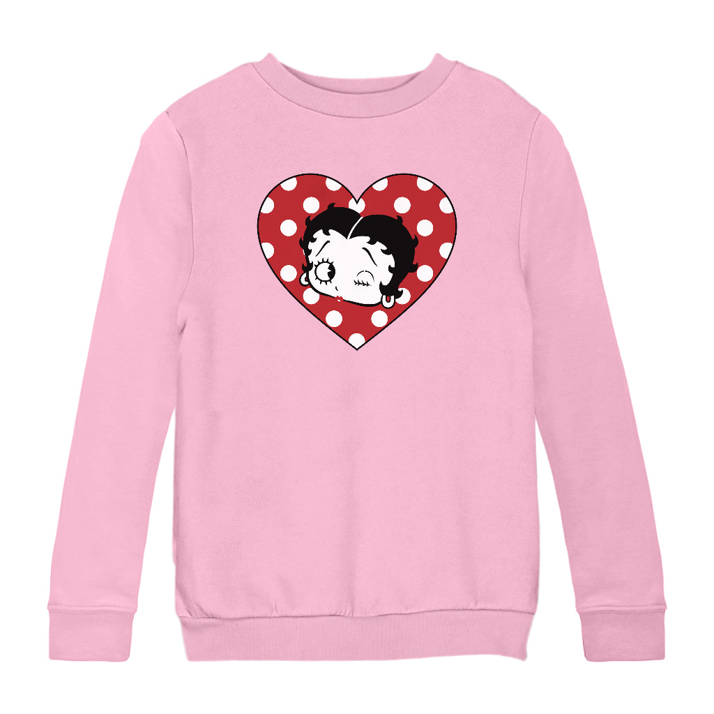 Betty Boop Polka Dot Heart Kids Sweatshirt