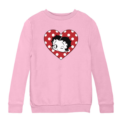 Betty Boop Polka Dot Heart Kids Sweatshirt