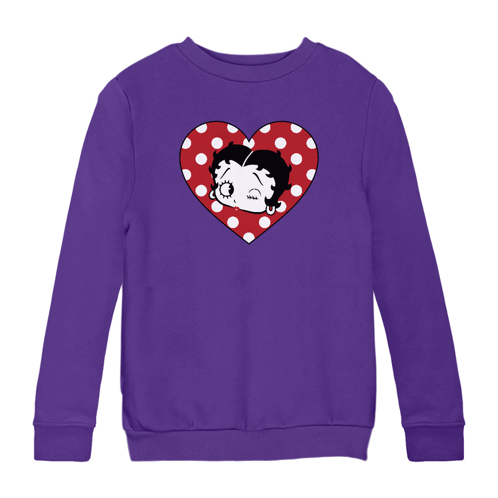 Betty Boop Polka Dot Heart Kids Sweatshirt