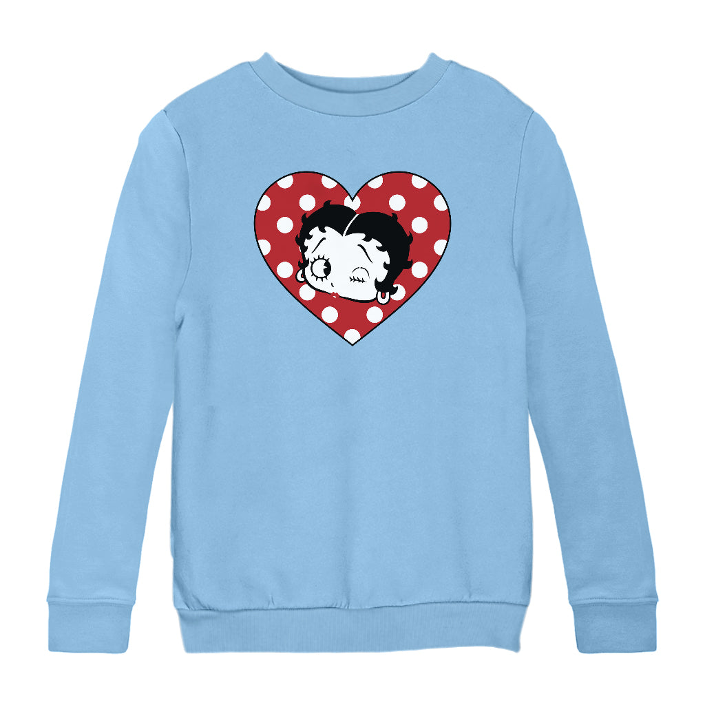 Betty Boop Polka Dot Heart Kids Sweatshirt