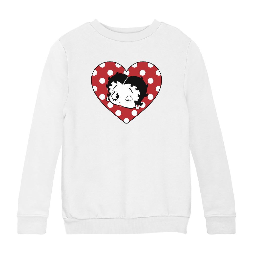 Betty Boop Polka Dot Heart Kids Sweatshirt