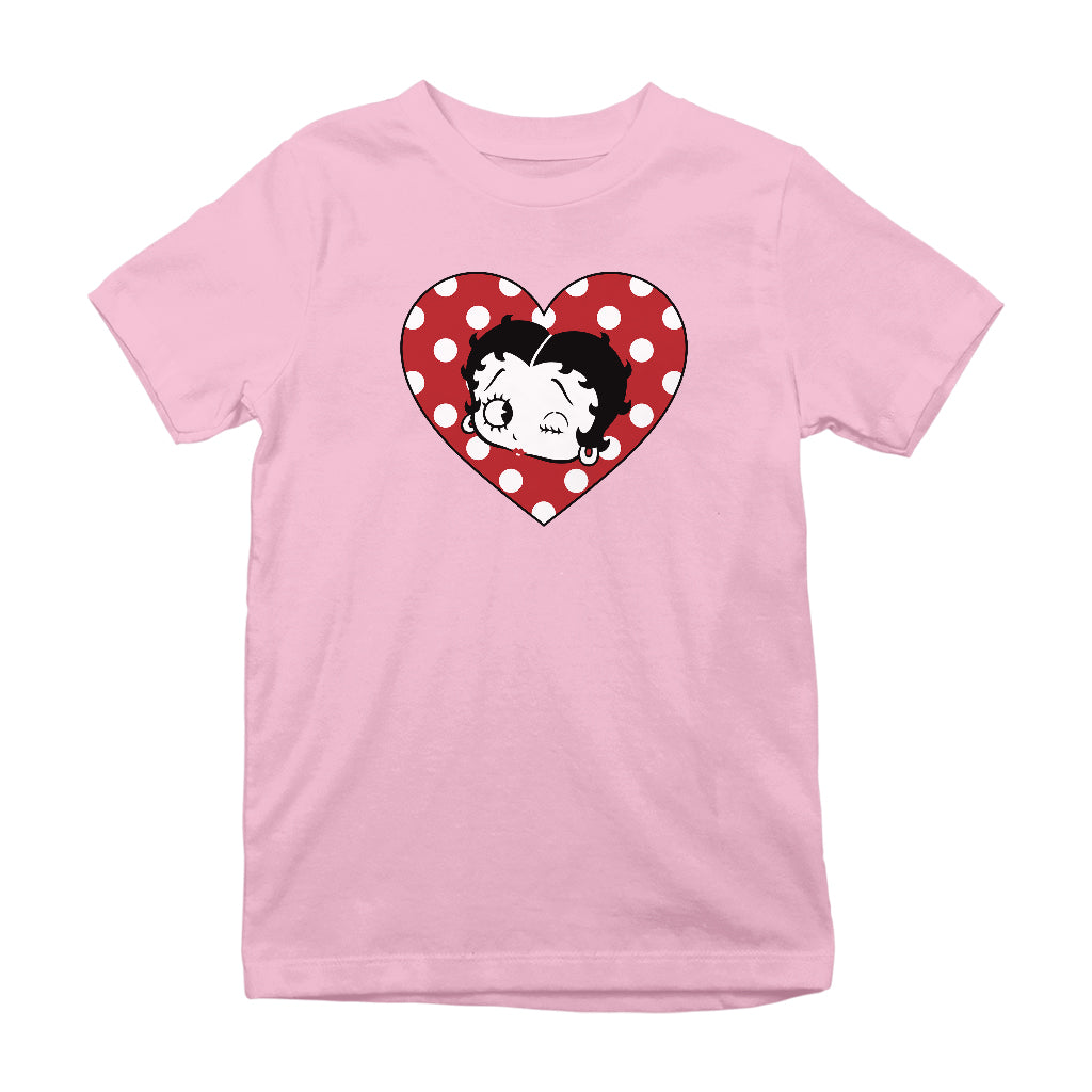 Betty Boop Polka Dot Heart Kids T-Shirt