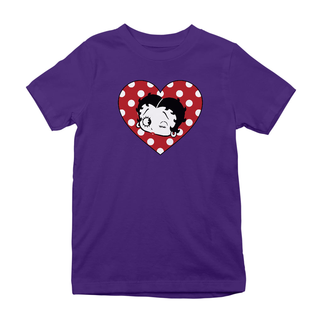 Betty Boop Polka Dot Heart Kids T-Shirt