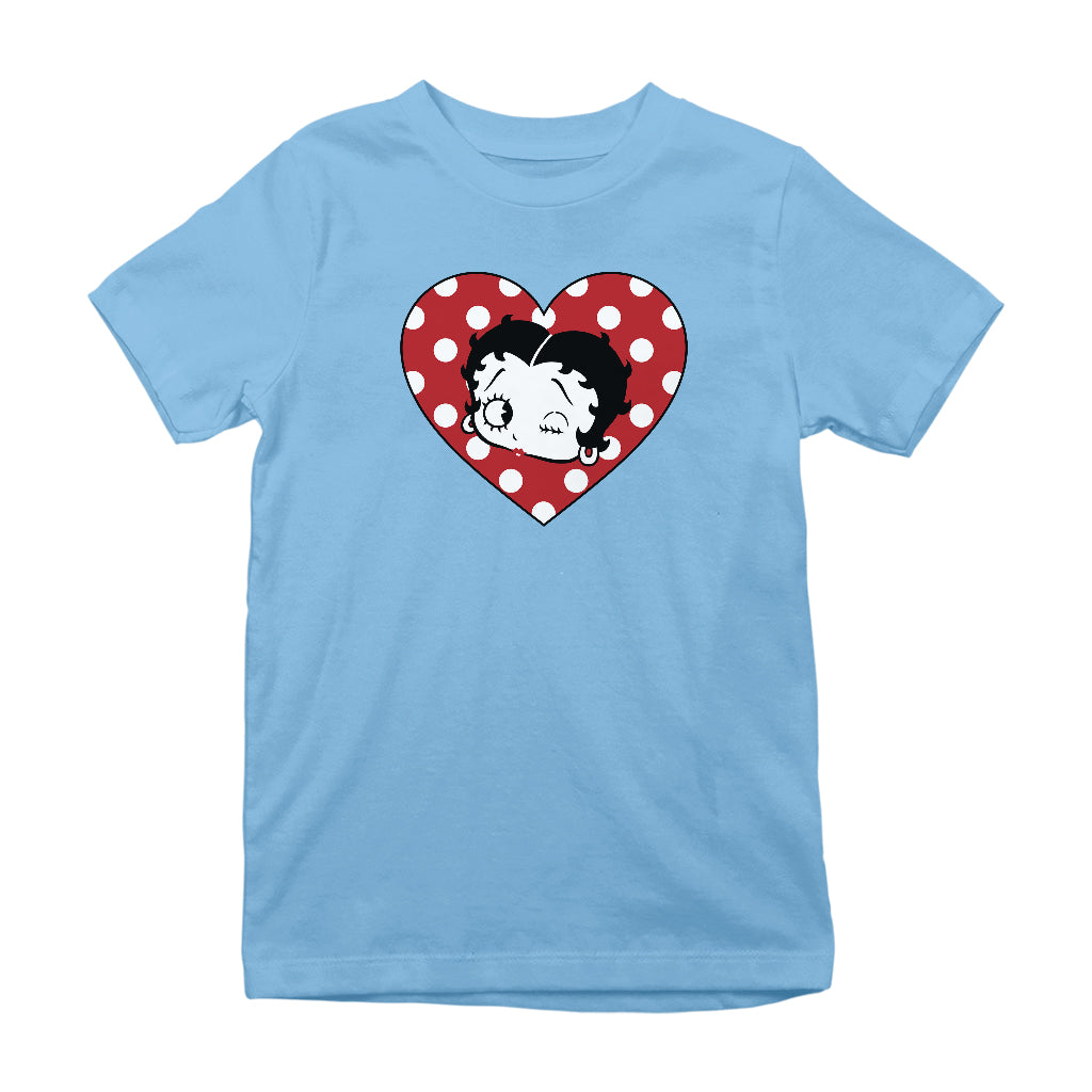 Betty Boop Polka Dot Heart Kids T-Shirt