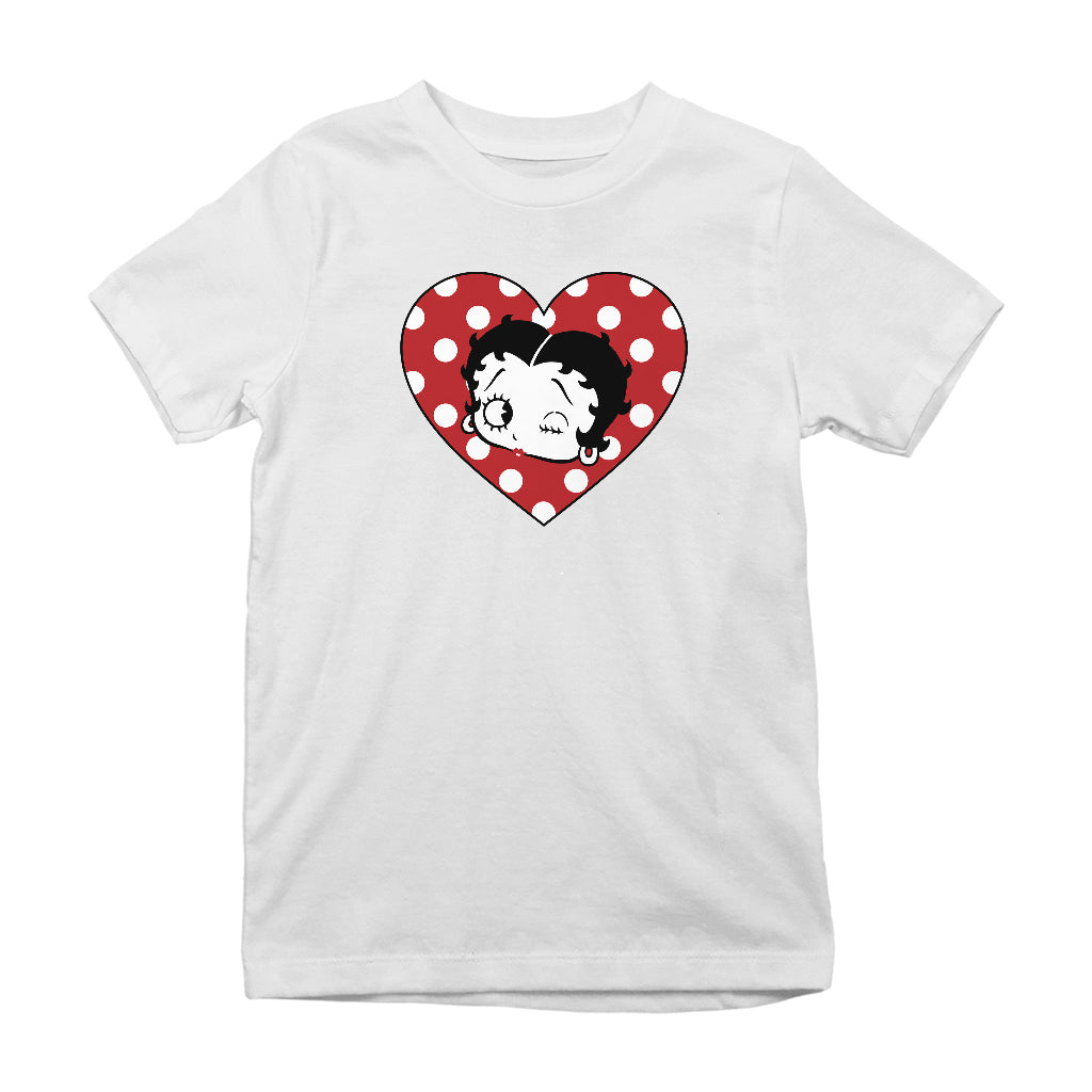 Betty Boop Polka Dot Heart Kids T-Shirt