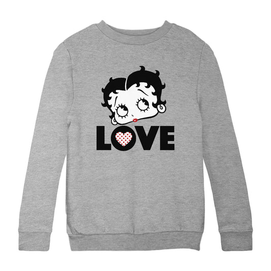 Betty Boop Love Face Polka Heart Kids Sweatshirt