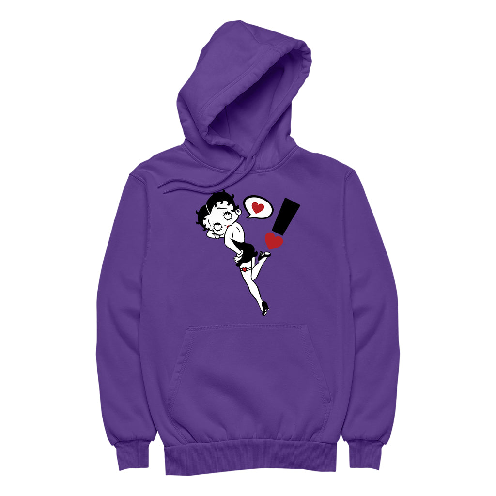 Betty Boop Exclamation Heart Heel Pose Men's Hooded Sweatshirt