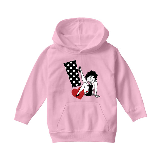 Betty Boop Polka Dot Exclamation Heart Kids Hooded Sweatshirt